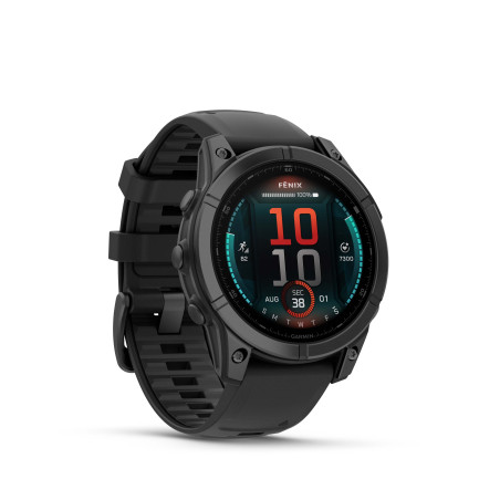 Garmin fēnix® E, Slate grey steel / Černý silikonový řemínek