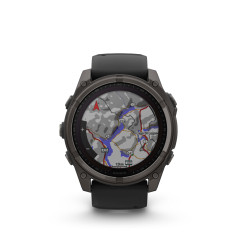 Garmin fēnix® 8 – 51 mm, Solar, Sapphire Carbon grey DLC titanium s Black/Grey silikonovým řemínkem