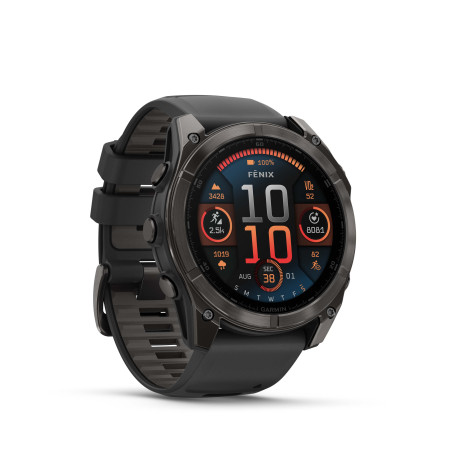 Garmin fēnix® 8 – 51 mm, AMOLED, Sapphire, Carbon grey DLC s Black/Grey silikonovým řemínkem