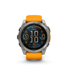 Garmin fēnix® 8 – 51 mm, AMOLED, Sapphire, Titanium s Orange/Graphite silikonovým řemínkem