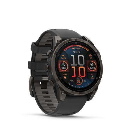 Garmin fēnix® 8 – 47 mm, AMOLED, Sapphire, Carbon grey DLC s Black/Grey silikonovým řemínkem