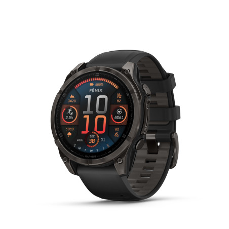 Garmin fēnix® 8 – 47 mm, AMOLED, Sapphire, Carbon grey DLC s Black/Grey silikonovým řemínkem