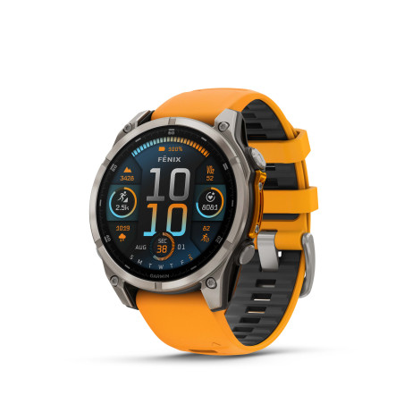 Garmin fēnix® 8 – 47 mm, AMOLED, Sapphire, Titanium s Orange/Graphite silikonovým řemínkem