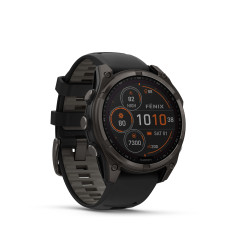 Garmin fēnix® 8 – 47 mm, Solar, Sapphire Carbon grey DLC titanium s Black/Grey silikonovým řemínkem