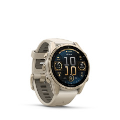 Garmin fēnix® 8 – 43 mm, AMOLED, Sapphire, Soft Gold / Fog grey se silikonovým řemínkem