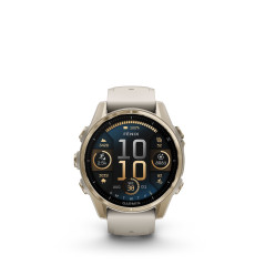 Garmin fēnix® 8 – 43 mm, AMOLED, Sapphire, Soft Gold / Fog grey se silikonovým řemínkem